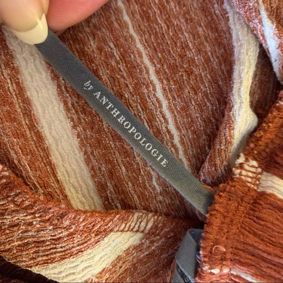 Anthropologie Orange Elodie Stripe Blouse - Picture 8 of 10